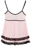 Nuisette doublée rose avec dentelle florale et string - R2740052