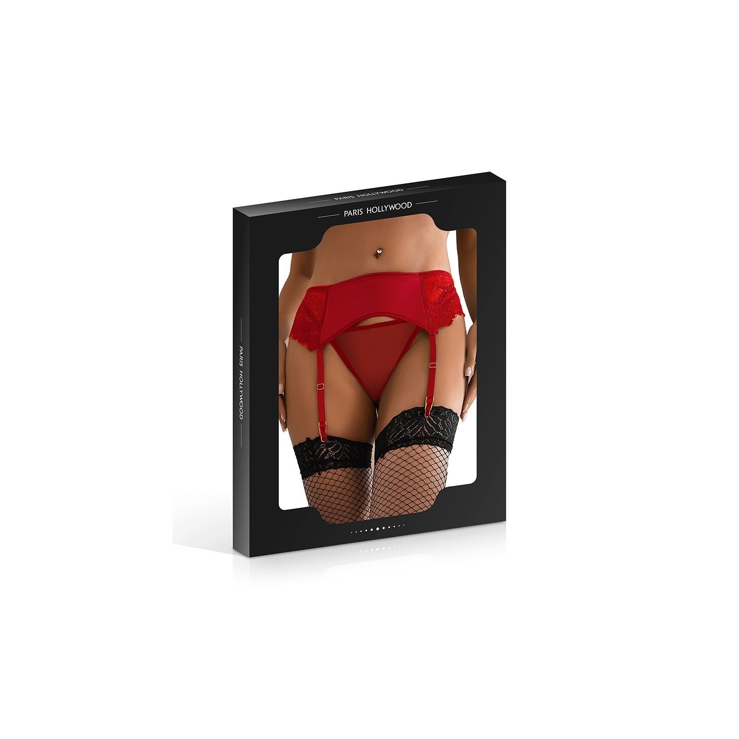 Porte-jarretelles en dentelle avec string rouge