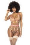 Body guépière avec dentelle brodée florale Sydney, porte jarretelles réglables et détachables - MAL8821PKGD