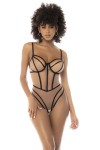Body noir et chair Promise, avec armatures, fait en fine résille, bretelles et dos ajustables - MAL8847NUBK