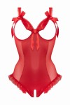 Body wetlook ouvert rouge Mistique - Christine