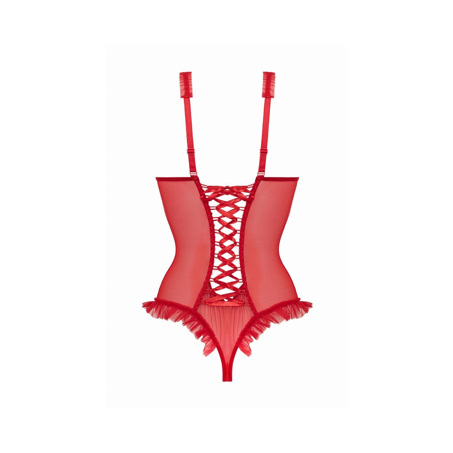 Body wetlook ouvert rouge Mistique - Christine