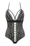 Body string tulle et dentelle noir V-10100 - Axami