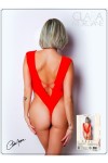 Body Rouge avec décolleté plongeant - Le Numéro 2 - Collection Body - CM98002