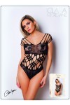 Body noire en résille et lanières - Le Numéro 1 - Collection Body - CM98001