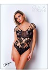 Body noire en résille et lanières - Le Numéro 1 - Collection Body - CM98001