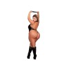 Body en simili cuir grande taille, extensible avec col clouté et fouet - DG12450XBLK
