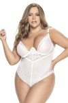 Body string grande taille ouvert à l'entrejambe, en dentelle blanche - MAL8674XWHT