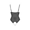 Body string en dentelle et résille noire avec perles à l'entrejambe - R2642425