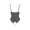 Body string en dentelle et résille noire avec perles à l'entrejambe - R2642425