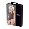 Body string en dentelle et résille noire avec perles à l'entrejambe - R2642425