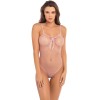 Body rose échancré en fine résille - REN7089ROS