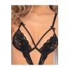 Body string noir ouvert à l'entre-jambes dentelle et ornements - REN502167-BLK