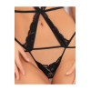 Body string noir ouvert à l'entre-jambes dentelle et ornements - REN502167-BLK