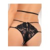 Body string noir ouvert à l'entre-jambes dentelle et ornements - REN502167-BLK