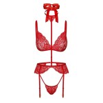 Ensemble 5 pièces Bondage Red Lace Kiss 243 - Kissable