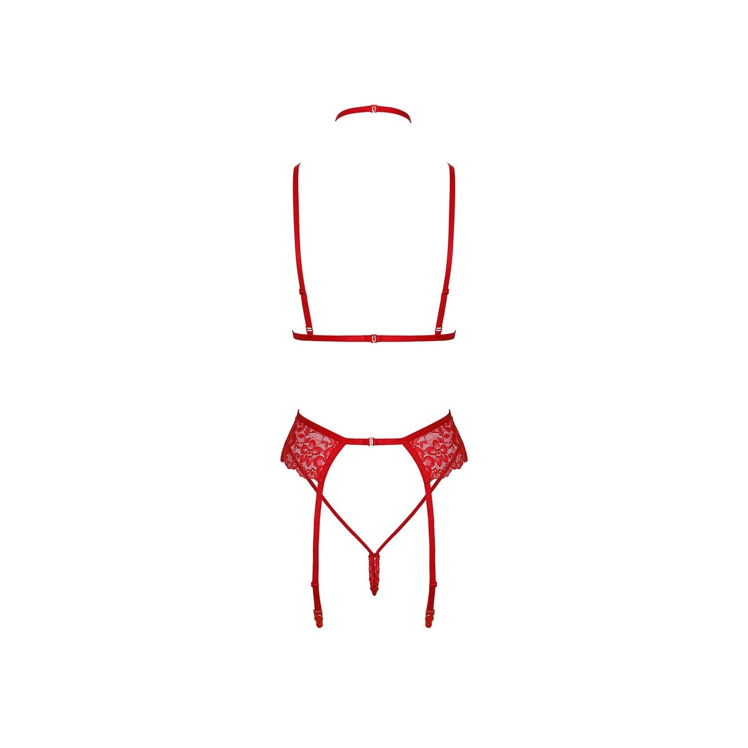 Ensemble 5 pièces Bondage Red Lace Kiss 243 - Kissable
