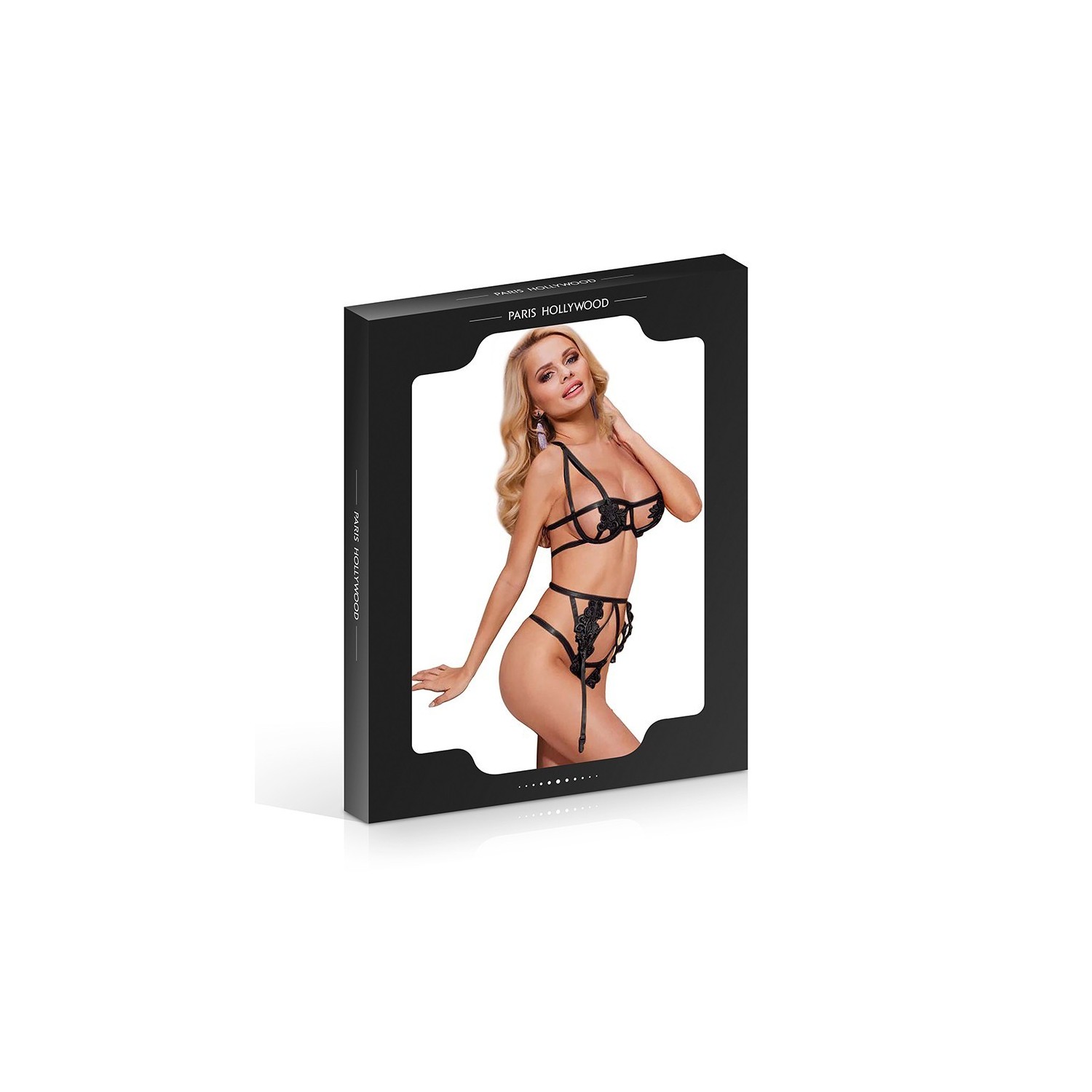 Ensemble ouvert soutien-gorge string et porte-jaretelles