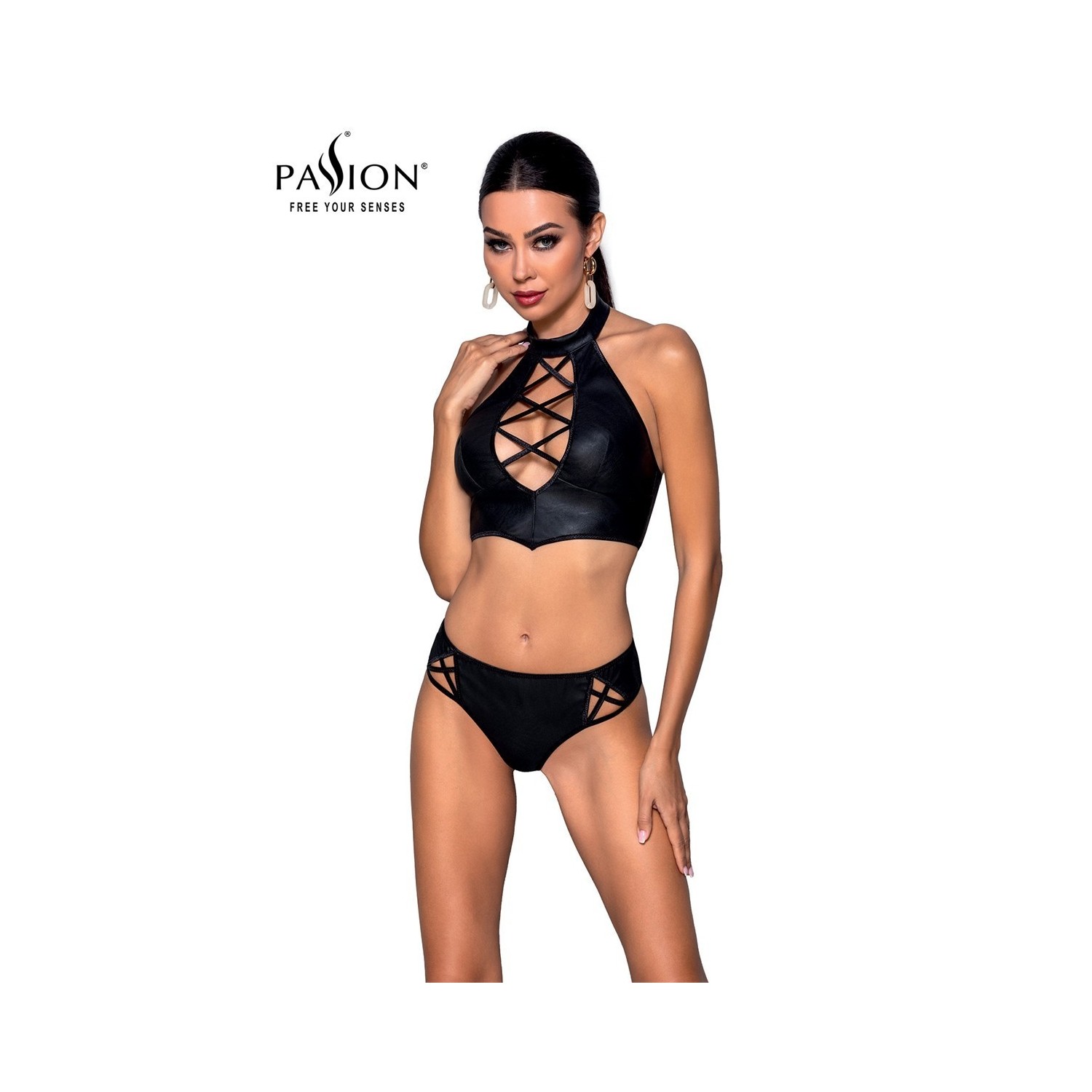 Bustier et string faux cuir Nancy - Passion