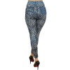 Legging bleu effet jean délavé imprimé léopard - FD1017