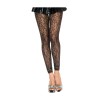 Legging fin noir résille et dentelle motif floral - MH35029BLK