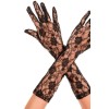 Gants longs mi-bras noirs dentelle florale - ML481BLK