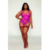 Bustier porte jarretelles grande taille rose avec string - DG13283XBEE