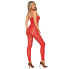 Bodystocking sans couture, fantaisie rouge avec chainettes amovibles - DG0518POI