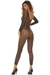 Bodystocking noir ouvert à l'entrejambe - REN7108-BLK