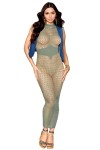 Robe bodystocking en filet dans un design géométrique sans couture - DG0489SAG