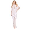 Robe bodystocking en résille et dentelle blanche - DG0490WHT