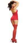 Bodystocking rouge effet guêpière avec dentelle - DG0035RED