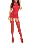 Bodystocking rouge effet guêpière avec dentelle - DG0035RED