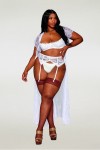 Soutien-gorge, grande taille, Demi-seins à armatures en dentelle blanche - DG13252XWHT