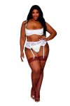 Soutien-gorge, grande taille, Demi-seins à armatures en dentelle blanche - DG13252XWHT