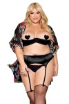 Soutien-gorge Demi-Seins, grande taille, en satin noir - DG13254XBLK
