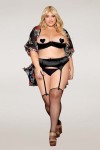 Soutien-gorge Demi-Seins, grande taille, en satin noir - DG13254XBLK