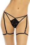 String ouvert noir avec porte jarretelles réglables - REN1170-BLK