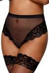String résille taille haute avec porte-jarretelles noir - DG1478BLK