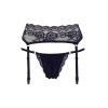 Porte-jarretelles en dentelle noire et string assorti - R232187410