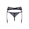 Porte-jarretelles en dentelle noire et string assorti - R232187410
