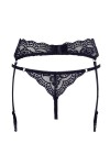 Porte-jarretelles en dentelle noire et string assorti - R232187410