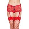 Panty porte jarretelles en dentelle rouge ouvert à l'entrejambe avec jarretelles amovibles - MH7742RED
