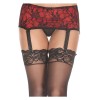 Porte-jarretelles rouge bandeau ceinture avec jarretelles réglables et dentelle noire - MH7734REB