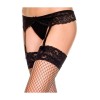 Porte-jarretelles noir avec bas résille à jarretières dentelle - ML7710BLK