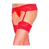 Porte-jarretelles rouge avec bas résille à jarretières dentelle - ML7710RED