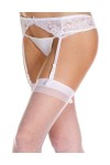 Porte-jarretelles blanc cérémonie avec noeud en voile - MH7724WHT