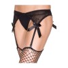 Porte-jarretelles noir triangle fine maille avec noeuds satinés - MH7720BLK