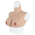 Buste fausse poitrine bonnet élastique coton, col haut