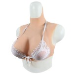 Buste fausse poitrine bonnet élastique coton, col haut